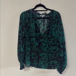 Allison Joy Green and Black Long Sleeve Blouse
